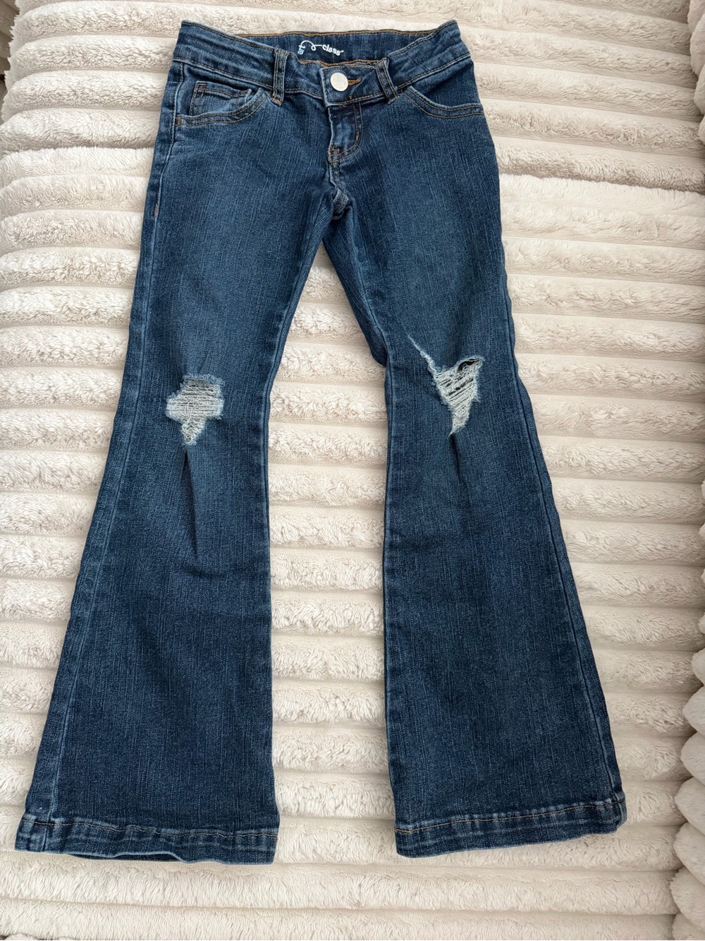 art class Dark Blue Distressed Flare Jeans